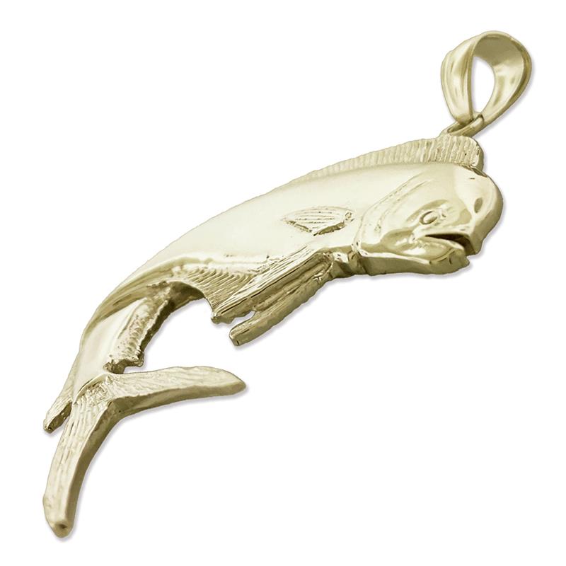 14K Gold 44MM Mahi Mahi Fish Pendant