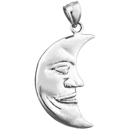 14K Gold Crescent Man In The Moon Pendant