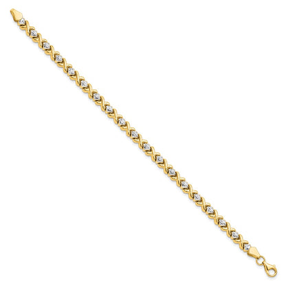 7 Inch 10K Yellow Gold With Rhodium D/C Bracelet