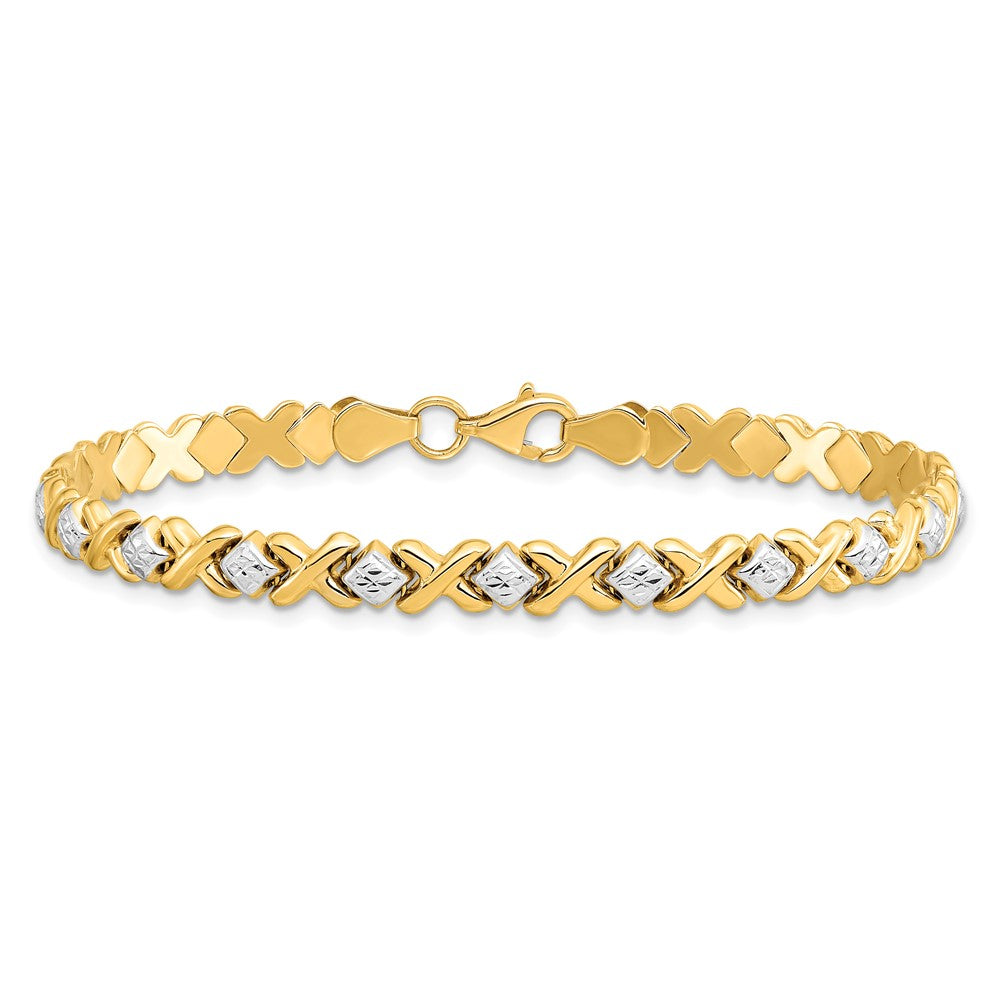 7 Inch 10K Yellow Gold With Rhodium D/C Bracelet
