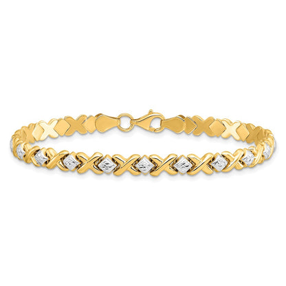 7 Inch 10K Yellow Gold With Rhodium D/C Bracelet