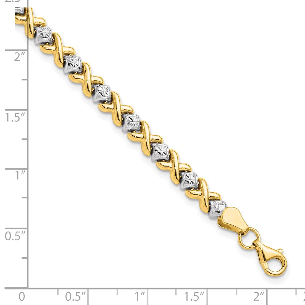 7 Inch 10K Yellow Gold With Rhodium D/C Bracelet