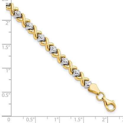 7 Inch 10K Yellow Gold With Rhodium D/C Bracelet
