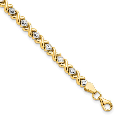 7 Inch 10K Yellow Gold With Rhodium D/C Bracelet