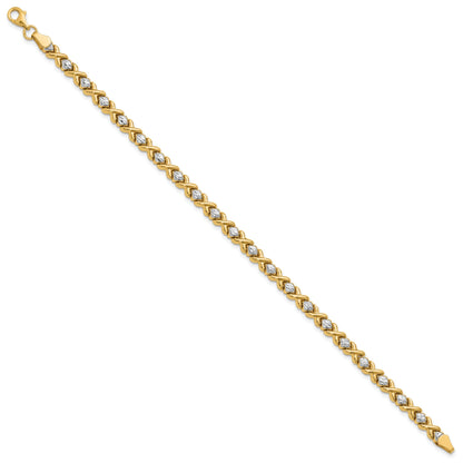 10K Yellow Rhodium With Polished And D/C Bracelet
