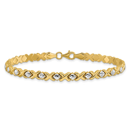 10K Yellow Rhodium With Polished And D/C Bracelet