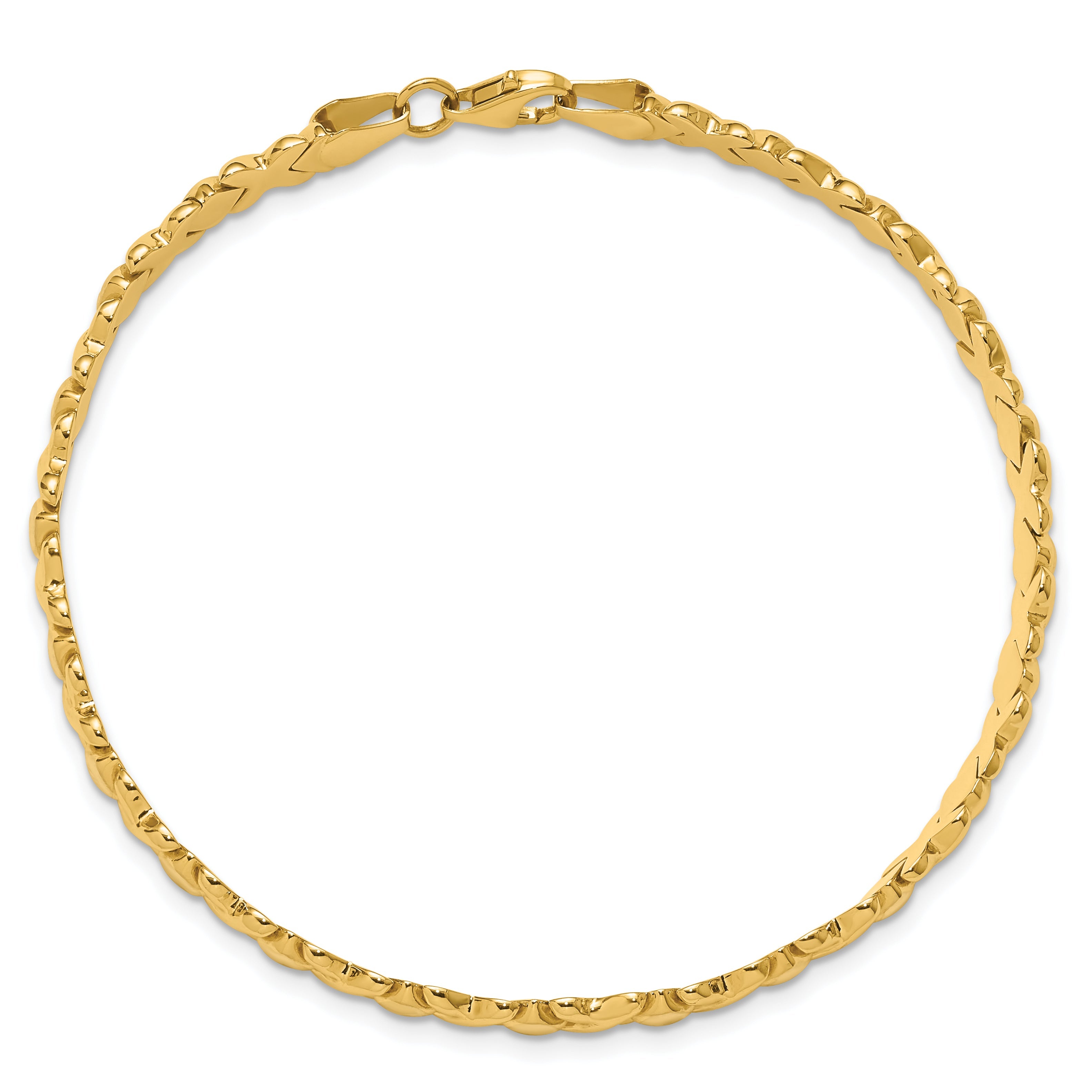 10K Yellow Rhodium With Polished And D/C Bracelet