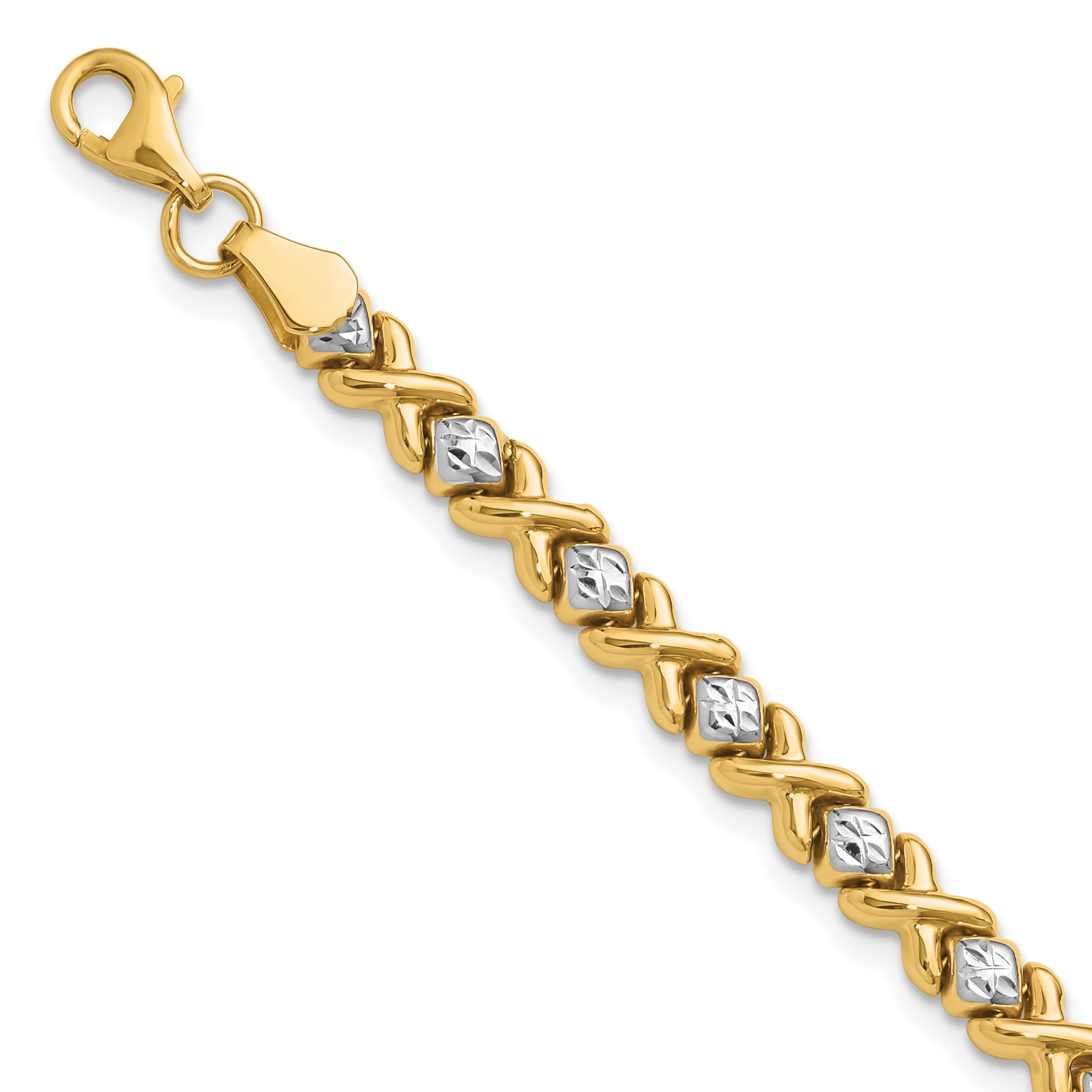 10K Yellow Rhodium With Polished And D/C Bracelet