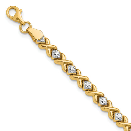 10K Yellow Rhodium With Polished And D/C Bracelet