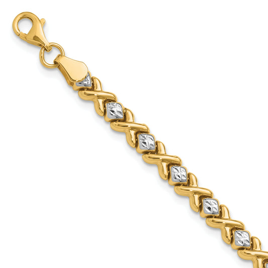 10K Yellow Rhodium With Polished And D/C Bracelet