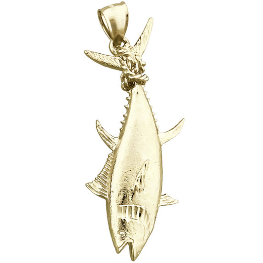 14K Gold Tuna Fin Tied with Rope Pendant