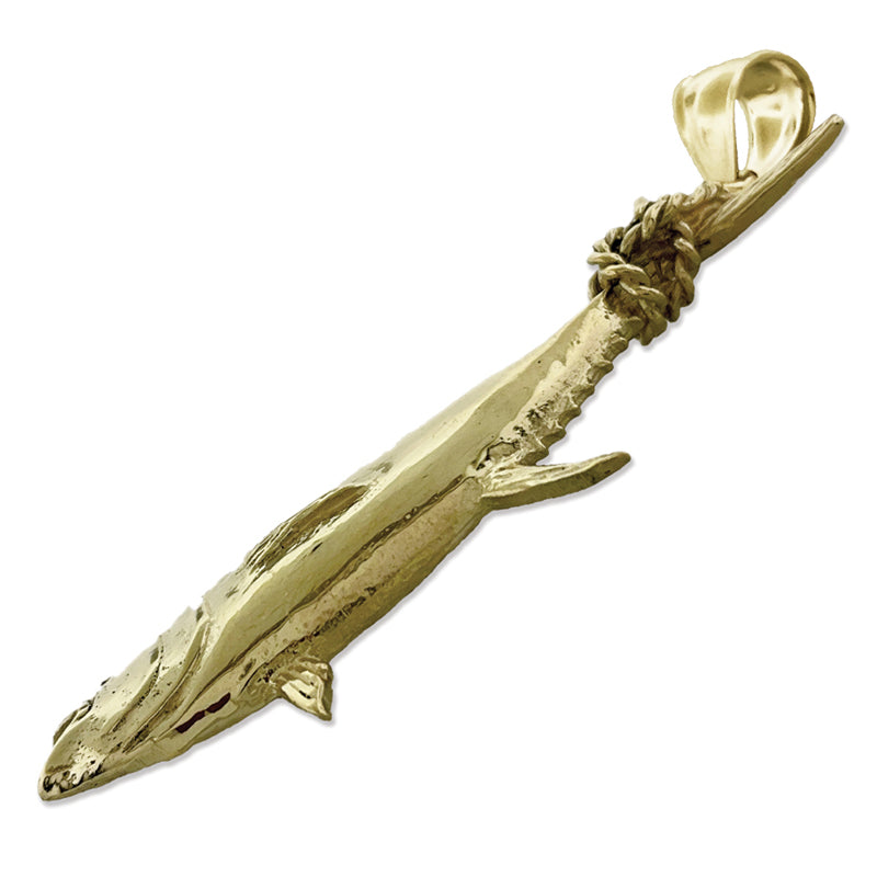 14K Gold Tuna Fin Tied with Rope Pendant