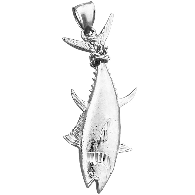 14K Gold Tuna Fin Tied with Rope Pendant