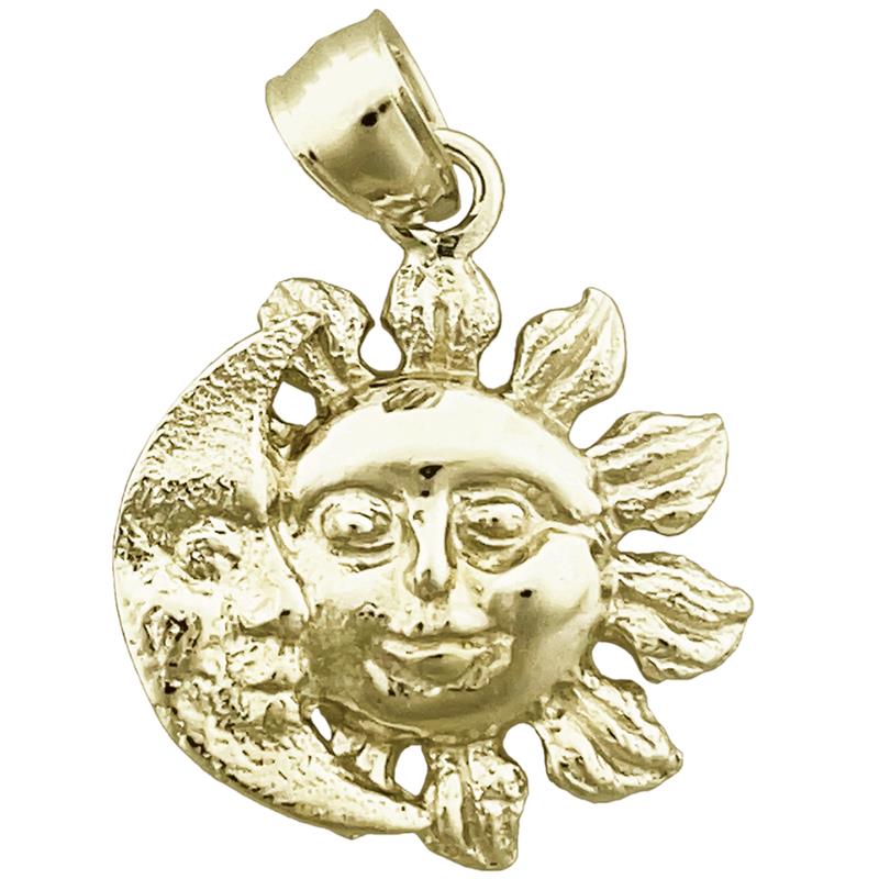 14K Gold Moon and Sun Charm
