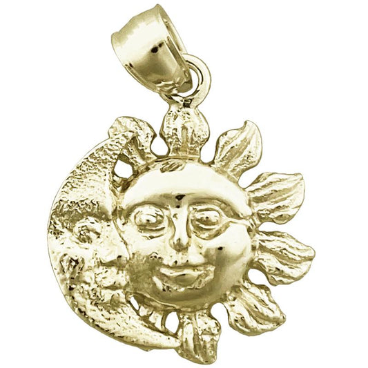 14K Gold Moon and Sun Charm