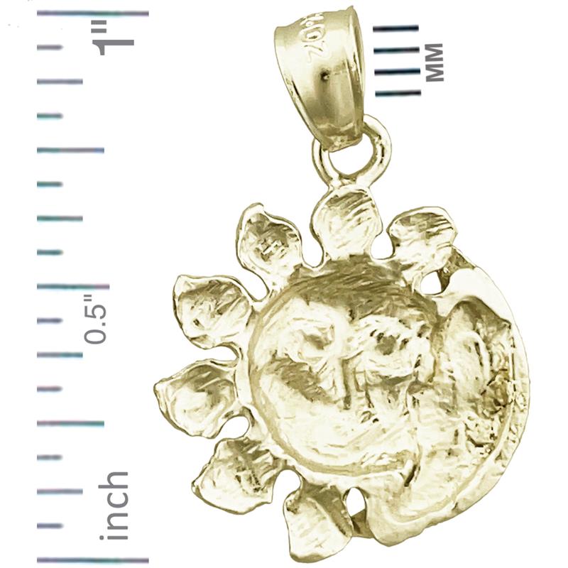 14K Gold Moon and Sun Charm
