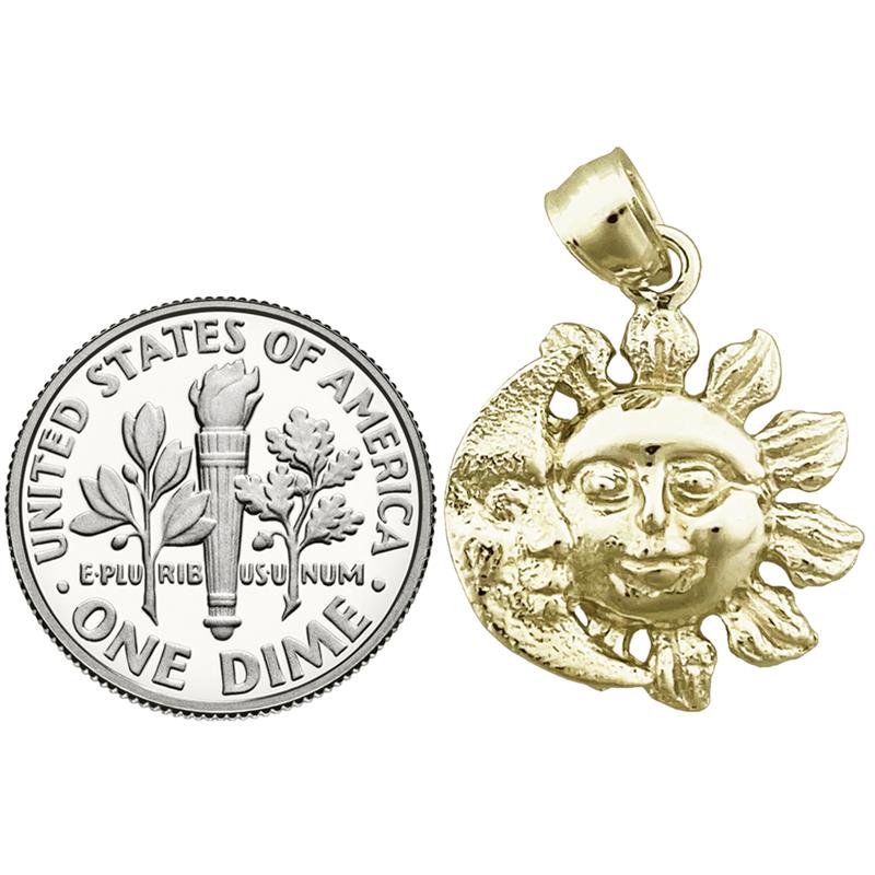 14K Gold Moon and Sun Charm