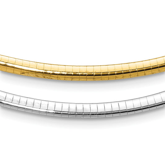 10K Two Tone 4mm Reversible Omega Necklace