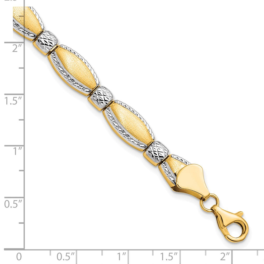 7 Inch 10K W/Rhodium D/C Bracelet