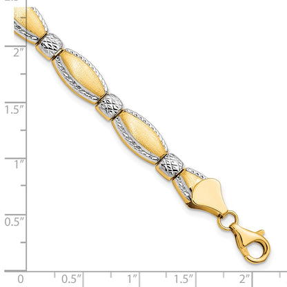 7 Inch 10K W/Rhodium D/C Bracelet