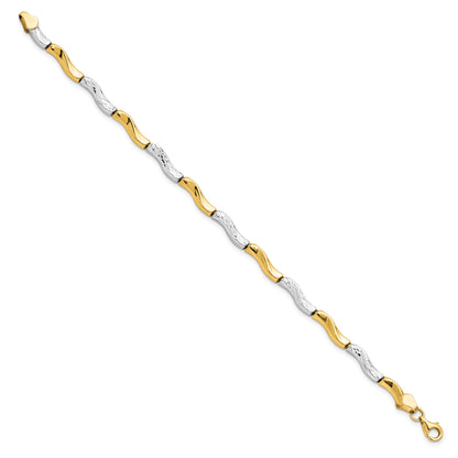 7 Inch 10K Gold W/Rhodium D/C Bracelet