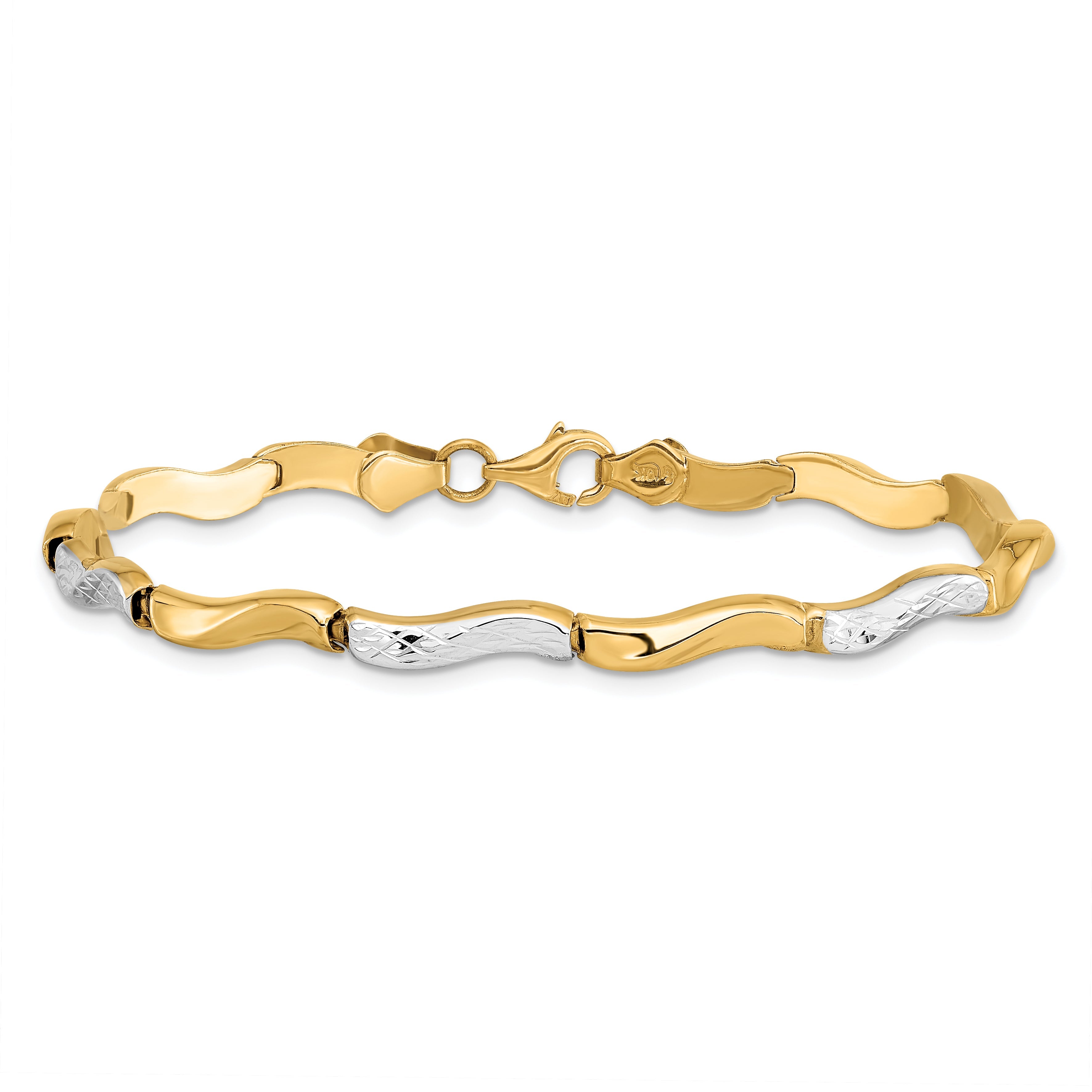 7 Inch 10K Gold W/Rhodium D/C Bracelet