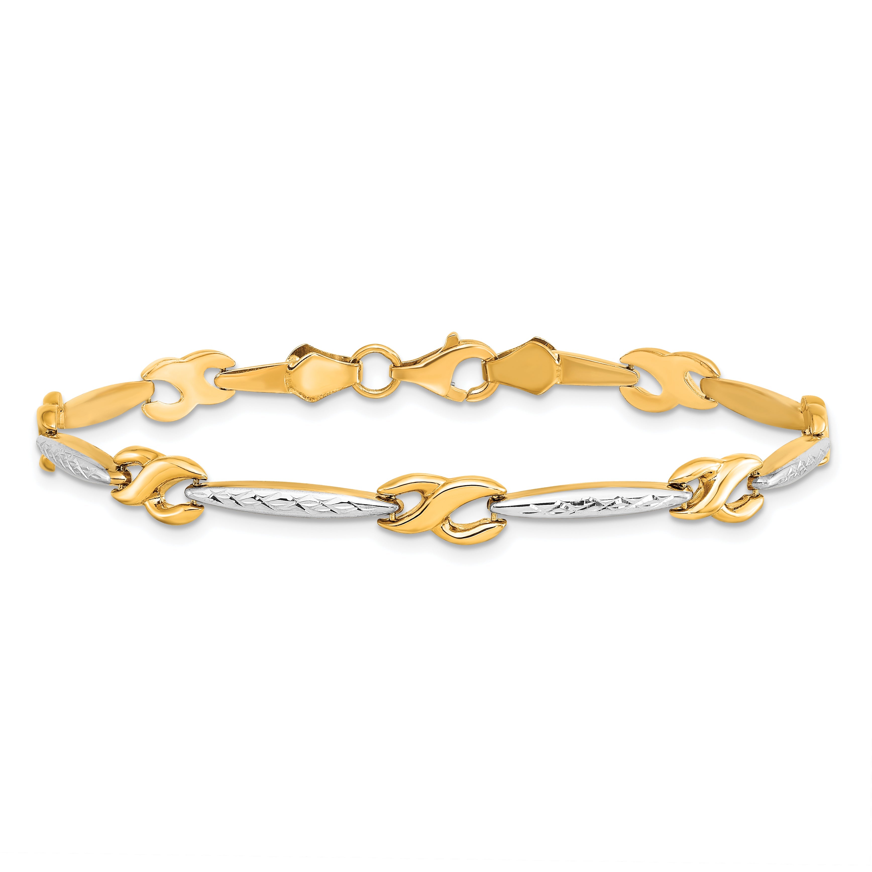 10K Yellow Rhodium D/C Bracelet