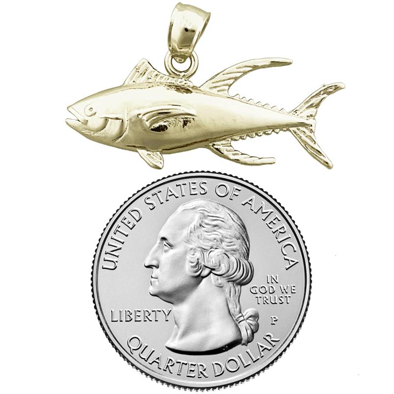 14K Gold 28MM Tuna Pendant