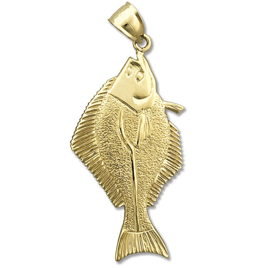14K Gold Halibut Pendant