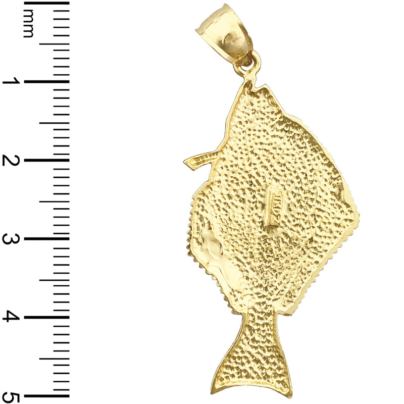 14K Gold Halibut Pendant