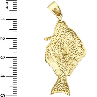 14K Gold Halibut Pendant