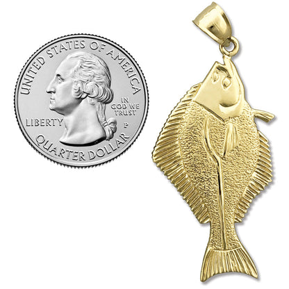 14K Gold Halibut Pendant
