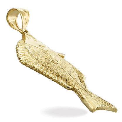 14K Gold Halibut Pendant