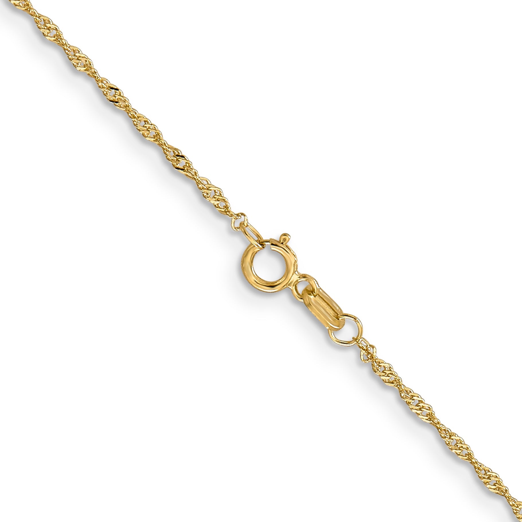 16 Inch 14K 1mm Singapore With Spring Ring Clasp Chain Necklace