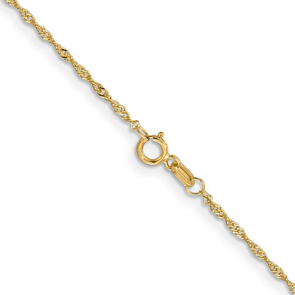 16 Inch 14K 1mm Singapore With Spring Ring Clasp Chain Necklace
