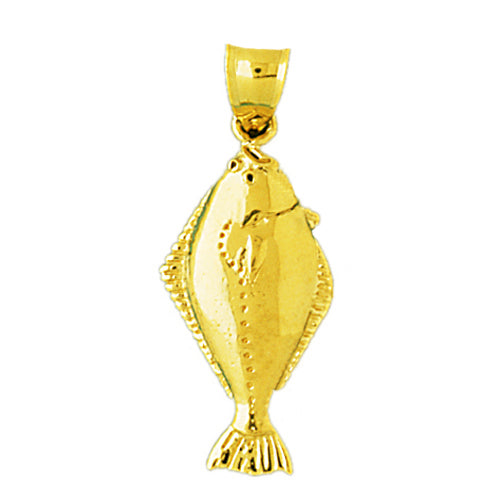 14K Gold Vertical Sole Fish Pendant