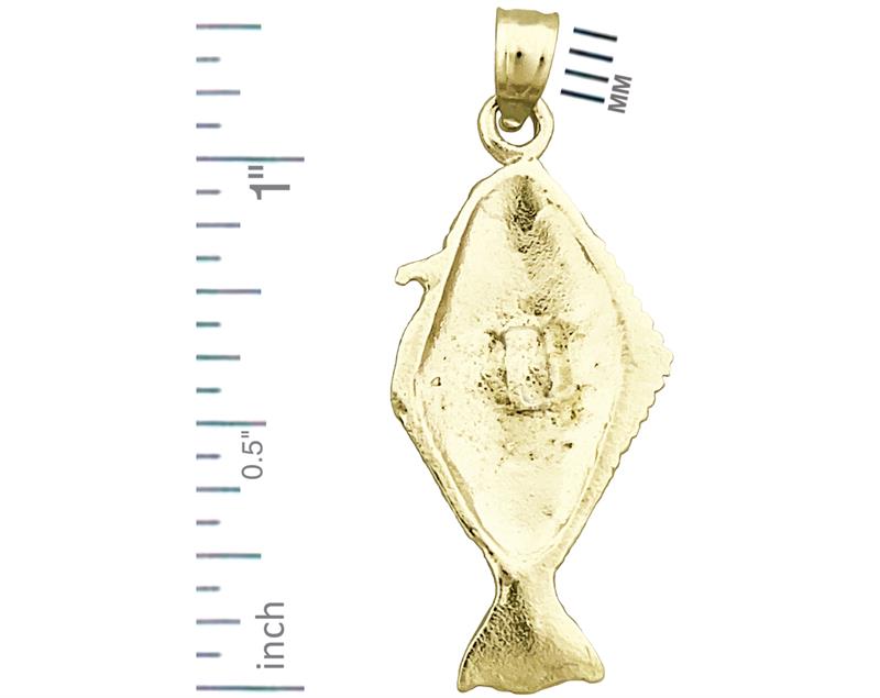 14K Gold Vertical Sole Fish Pendant