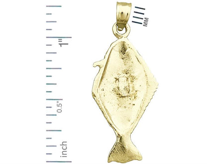 14K Gold Vertical Sole Fish Pendant