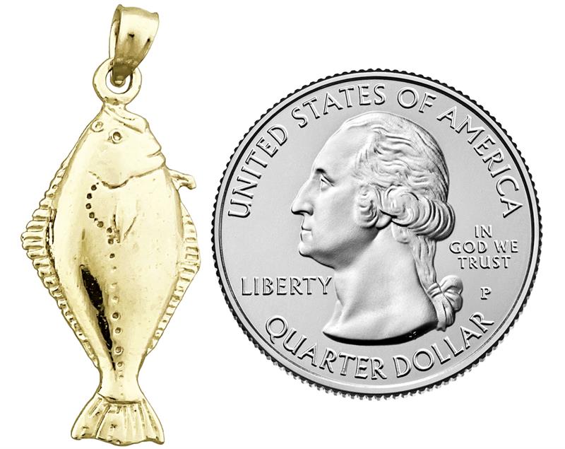 14K Gold Vertical Sole Fish Pendant