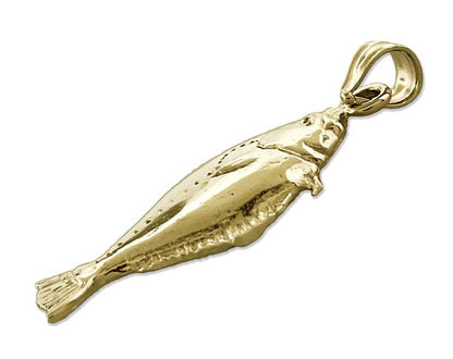 14K Gold Vertical Sole Fish Pendant