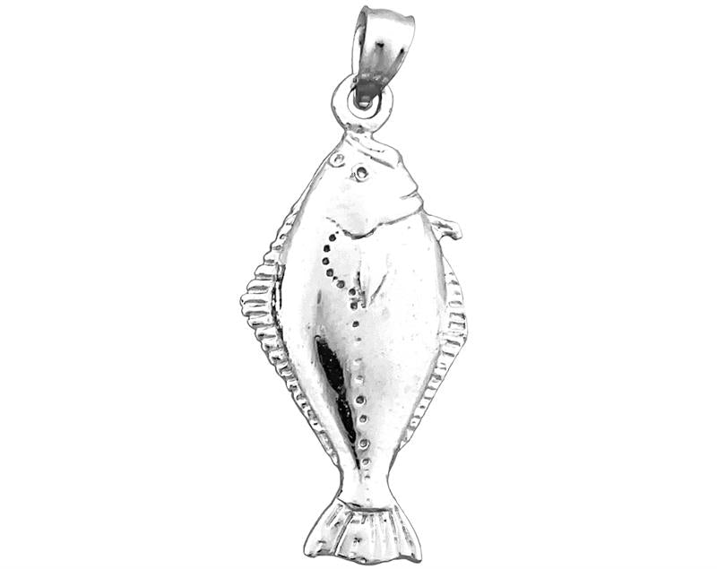 14K Gold Vertical Sole Fish Pendant