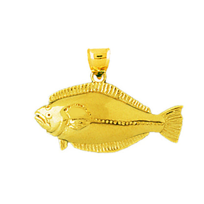 14K Gold Horizontal Sole Fish Pendant