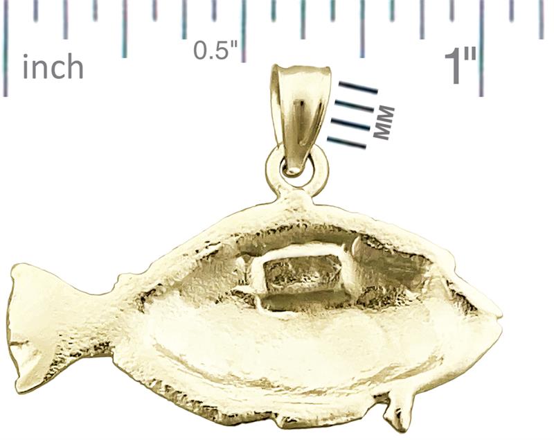 14K Gold Horizontal Sole Fish Pendant