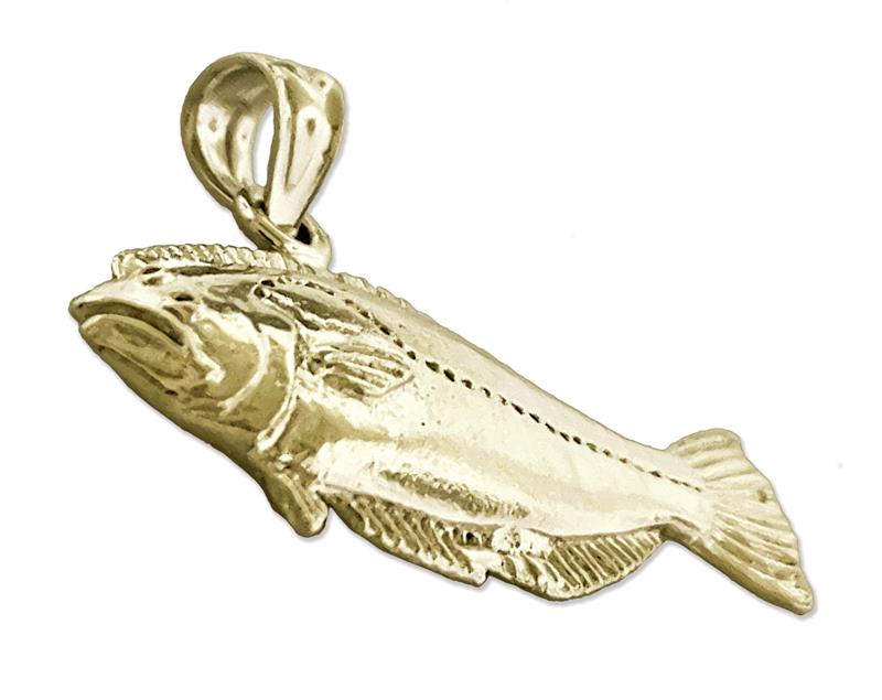 14K Gold Horizontal Sole Fish Pendant