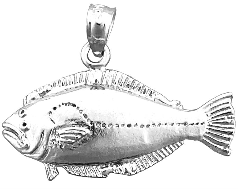 14K Gold Horizontal Sole Fish Pendant