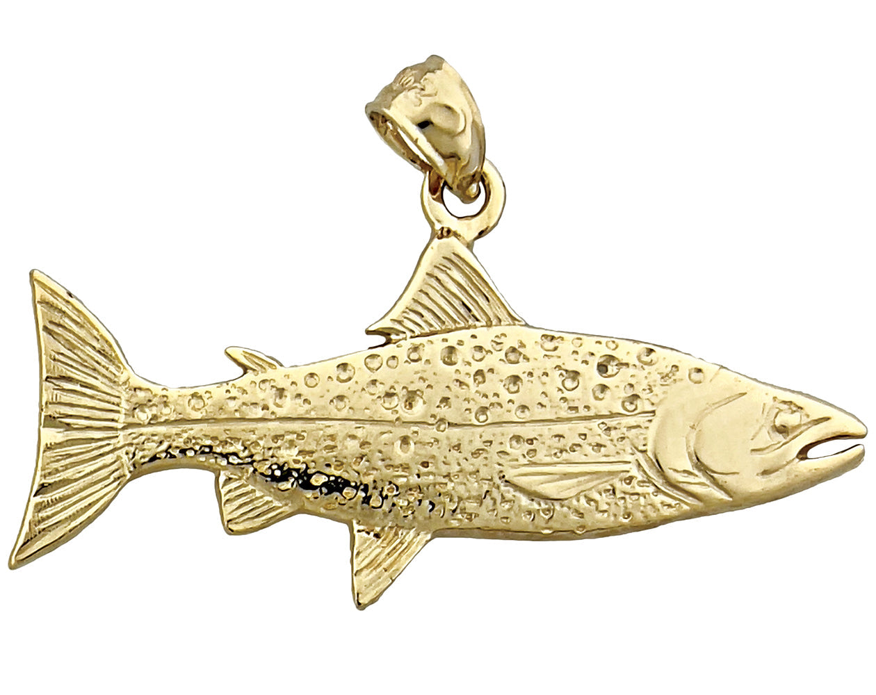 14K Gold 38MM Salmon Pendant