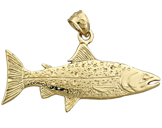 14K Gold 38MM Salmon Pendant