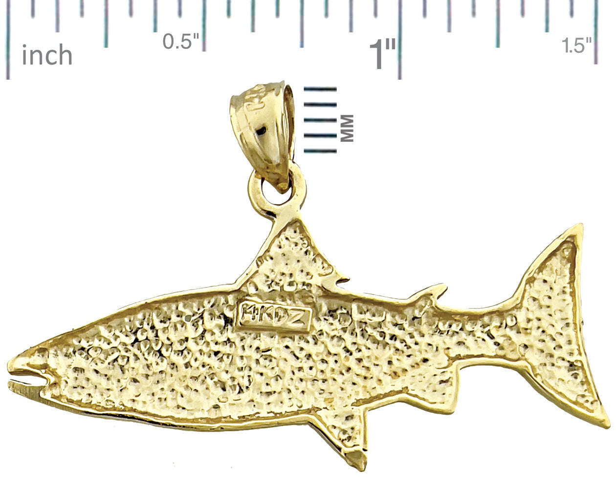 14K Gold 38MM Salmon Pendant