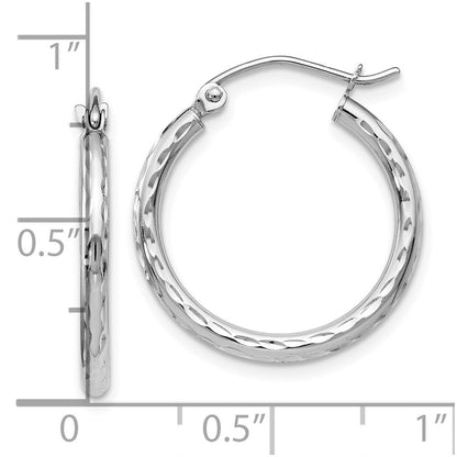 14K White Gold Hinged Hoop Earrings