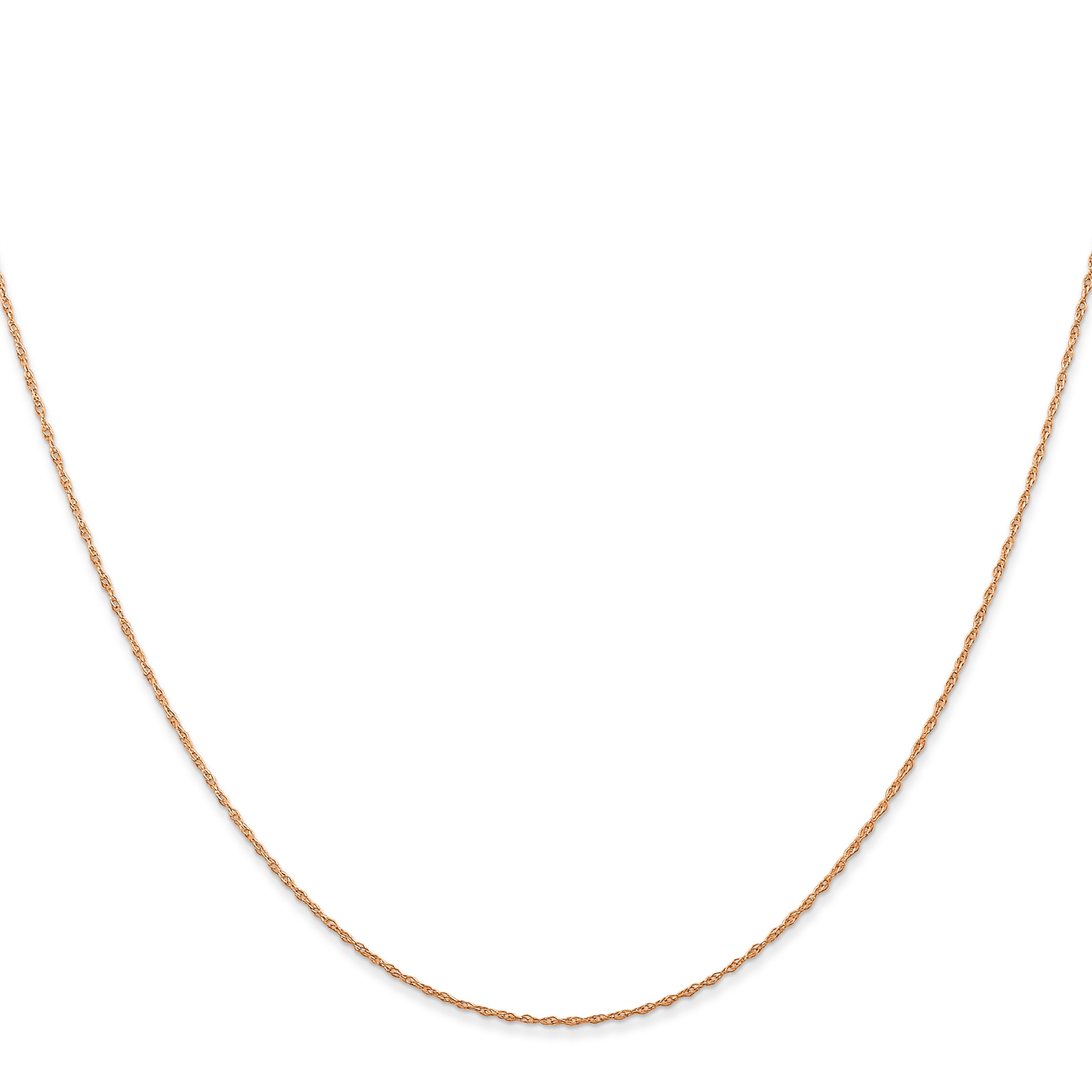 14K Rose Gold 24 Inch Carded .5mm Cable Rope With Spring Ring Clasp Chain Necklace